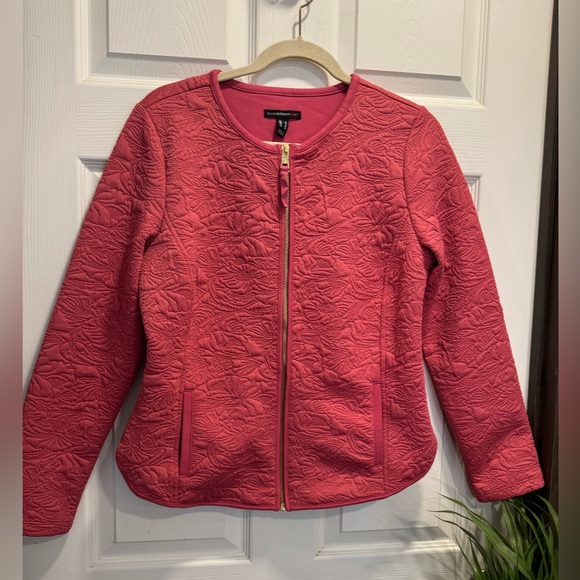 Isaac Mizrahi Jackets & Blazers - Isaac Mizrahi Live Quilt Jacket Coral  Zip Floral Cottagecore Sz Small